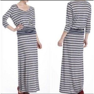 ANTHROPOLOGIE PUELLA GRAY BLUE STRIPE LONG MAXI DRESS XS RARE HTF GORGEOUS